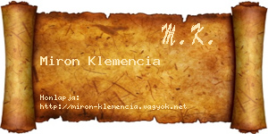 Miron Klemencia névjegykártya